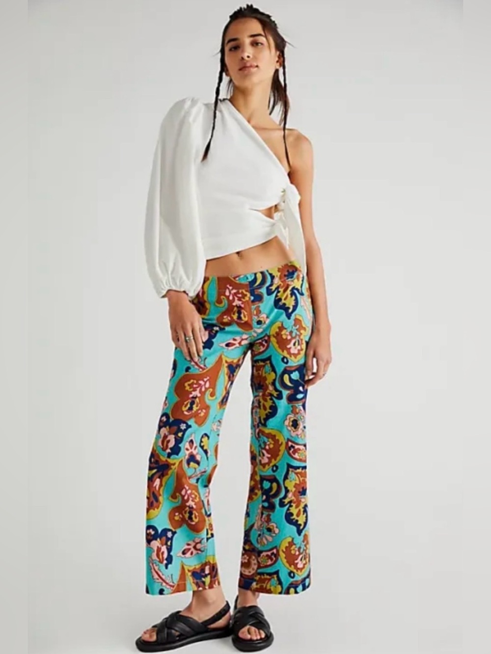 Free People Down And Out Printed Flare Pants